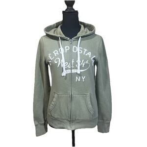 Aeropostale Y2K Embroidered Spell Out Zip Up Hoodie Sz Medium Skater Grunge